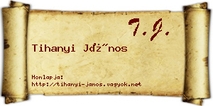 Tihanyi János névjegykártya